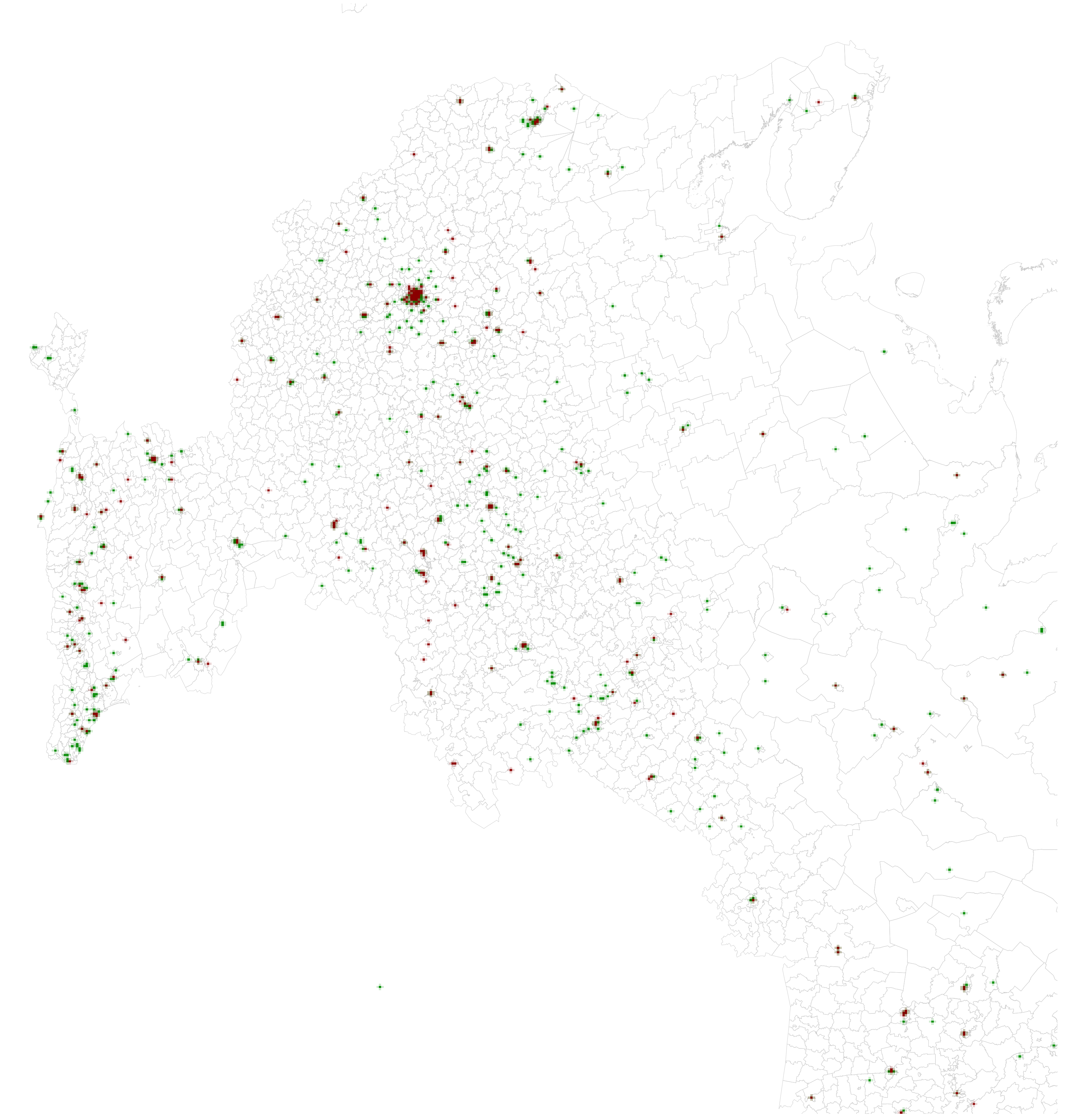 Geographic distribution of Russian bank headquarters and branches as of Q1 2013